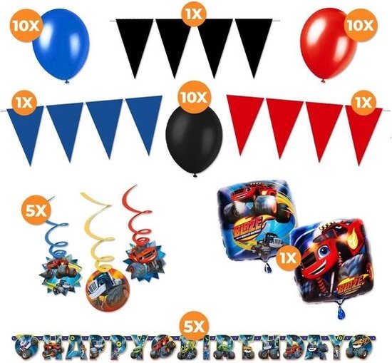 Blaze en de Monsterwielen - Verjaardag - Versiering - Decoratie versier set  -... | bol.com