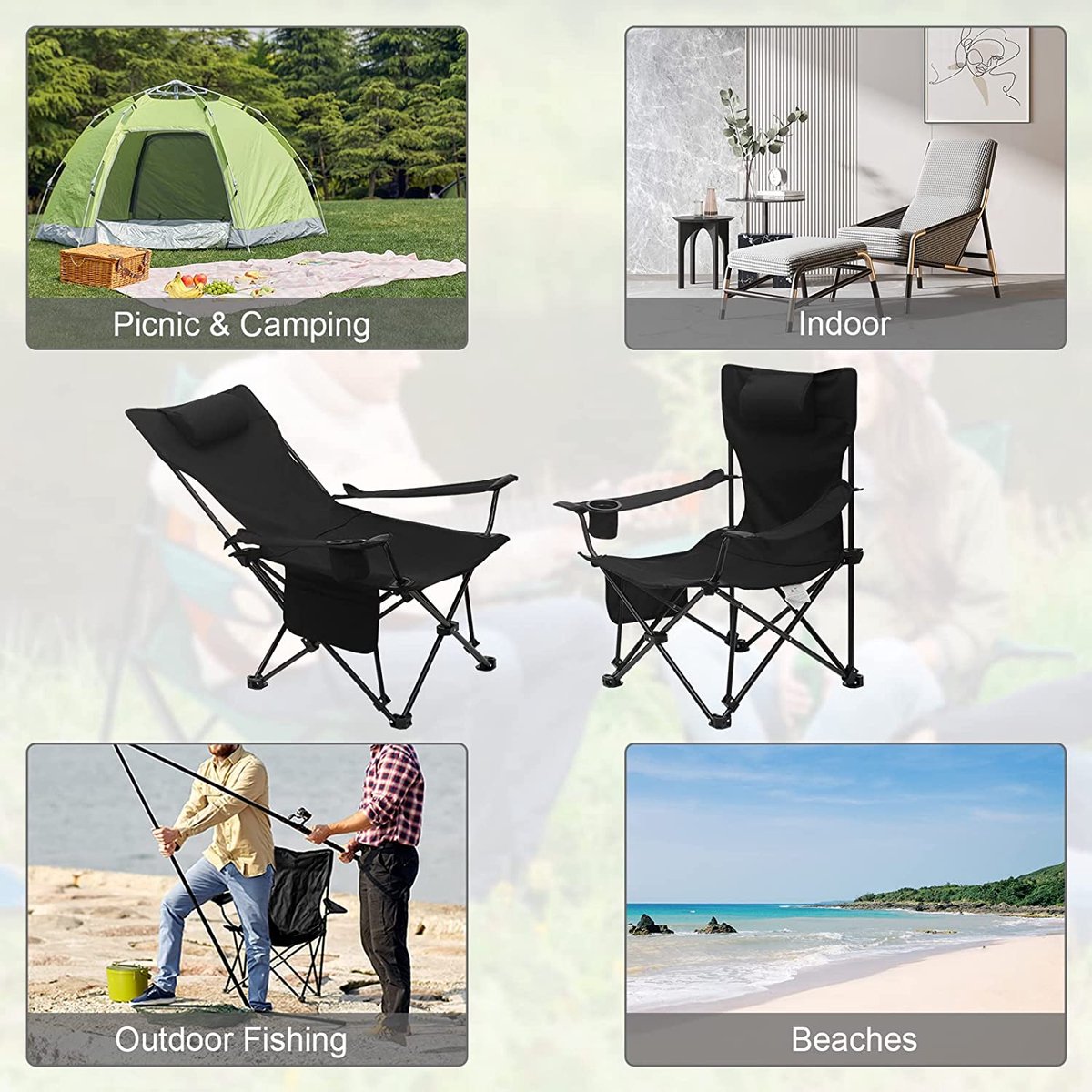 Chaise de camping pliante avec sac isotherme, Chaise de pêche légère