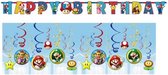Super Mario - Feestversiering - Kinderfeest - Themafeest - Slingers - Swirlhangers - Versierpakket - Feestpakket.
