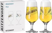 Bierglas 300 ml – set van 2 – Serie gebruikstijd, motief nr. 3 – gerst, meerkleurig – Made in Germany