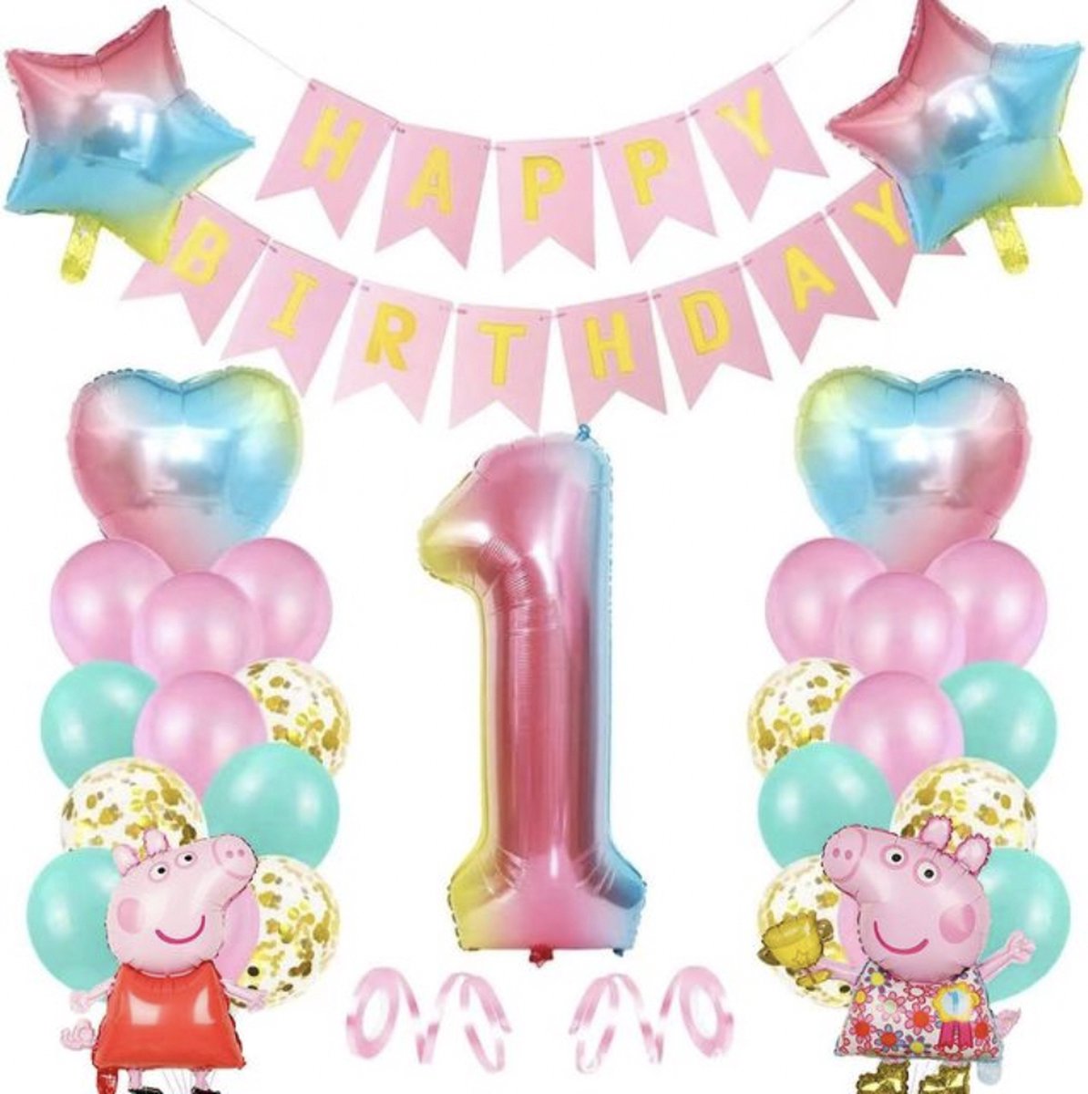 Décoration Anniversaire Peppa Pig Ballons Bannière De Joyeux