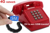 OPIS Push-Me-Fon 4G MOBILE - Retro telefoon voor het 4G mobiele netwerk (SIM-kaart) - rood