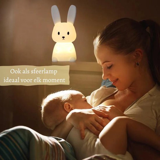Kinder nachtlampje - Konijn - USB oplaadbaar kinderlampje| LED - nachtlampje - Multicolor - Babykamer verlichting - Kindvriendelijk - Lapin | van Merkloos — afbeelding 5