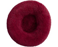 Topmast Fluffy Donut - Dierenmand - Donut Hondenmand - Kattenmand - Burgundy Bordeaux - 40 cm - AKTIE