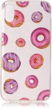 GadgetBay Doorzichtig hoesje donuts roze paars iPhone X XS cover TPU