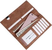 GadgetBay Universele Lederen portemonnee pasjes pouch iPhone 7 Plus iPhone 8 Plus - Bruin