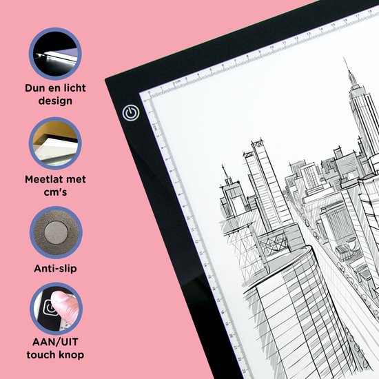 Crafts & Co A4 Rechargeable Lightpad - Idéal pour le traçage de dessin et la Peinture de diamants - Lightbox moderne