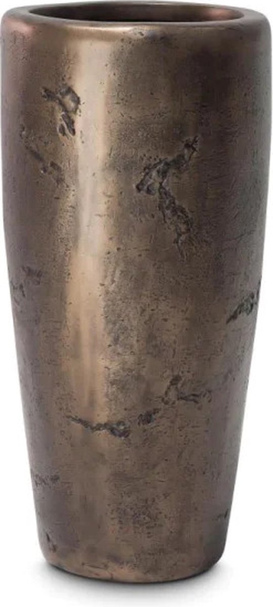 Luxe Plantenpot XL | Brons Koper Look | Grote bloembak voor binnen en buiten | Magnifico Bronze Plantenbak Design | Patina Antiek | Rond | 35 x 72 cm