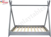 Juniorbed - Tipi bed met bedbodem 80x160 cm - grijs | peuterbed | Montessori | vloerbed | floorbed | kinderbed | huisbed | montessoribed