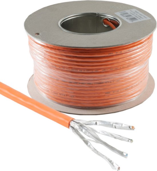 Câble réseau S/FTP CAT7 10 Gigabit - CCA - 23AWG - Rigide - LSZH - 100 mètres - Oranje