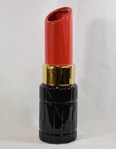 ZoeZo Design - lipstick vaas - lippenstift vaas - waterdicht - glamour vaas - rood - zwart - goud - hoogglans - Hoogte 35 cm - Ø 10 cm