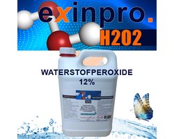 Waterstofperoxide 12% | 5L | exinpro®H2O2 | Hydrogen Peroxide | Zuurstofwater | Reiniger Ontsmetting Vlekverwijdering Bleekmiddel Waterbehandeling | 12 procent | exinpro®