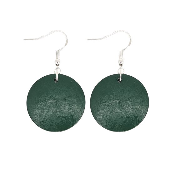 Zilveren oorhangers- hout-groen- 2.5 cm-Charme Bijoux