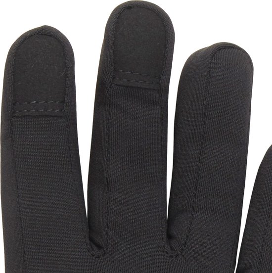 Detail van de vingertoppen van zwarte HeatPerformance handschoenen.