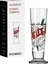 borrelglas 40 ml – serie Heldenfest motief nr. 13 – voor helden op de grill – rond – Made in Germany, koper, groen, rood, zwart, 1061013
