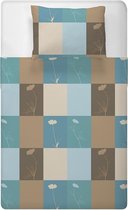 Dekbed zonder overtrek - Sydney blauw-bruin - 1 persoons - 145 x 200 cm - all- season - met instopstrook - kan in de wasmachine - hoesloos - anti allergisch