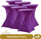 Jupe de table debout violet 80 cm par 6 - Table de fête - Jupe de table Alora pour table debout - Housse de table debout - Mariage - Cocktail - Rok Stretch - Set de 6