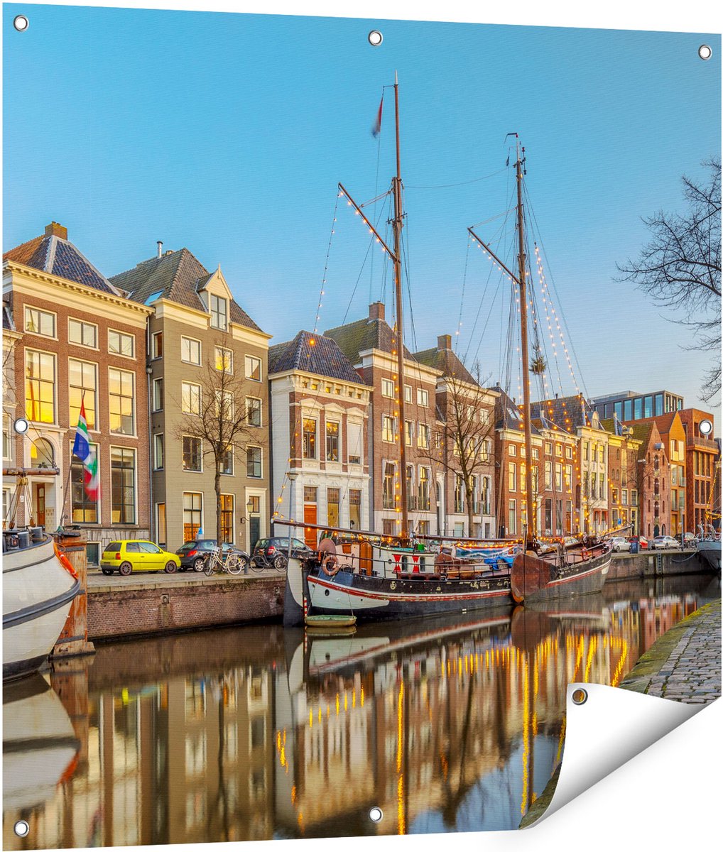 Gards Tuinposter Groningen Hoge der A Haven - 90x90 cm - Tuindoek - Tuindecoratie - Wanddecoratie buiten - Tuinschilderij Multikleur
