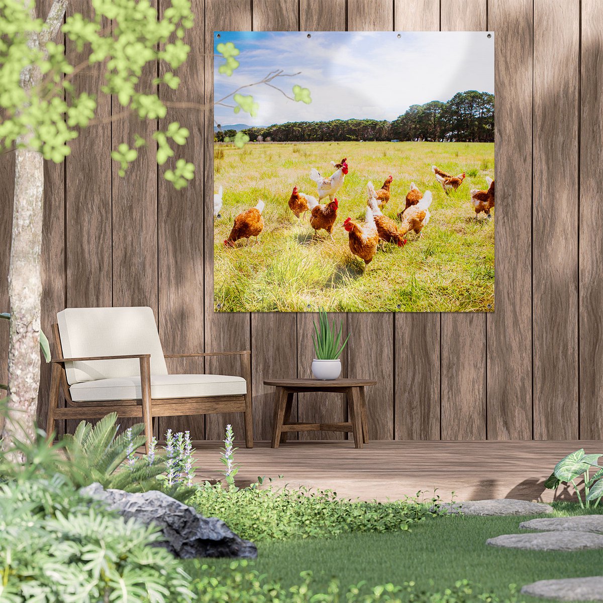 Sunnydays Haan/kippen beeldje - Polyresin - 34 x 36 cm - buiten | Fun