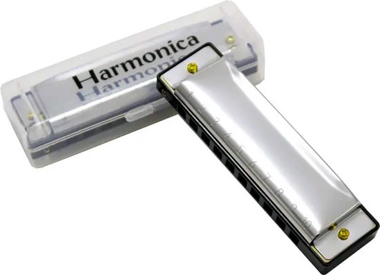 VG | Mondharmonica C Majeur | zilver | inclusief opbergdoosje | voor beginners en gevorderden