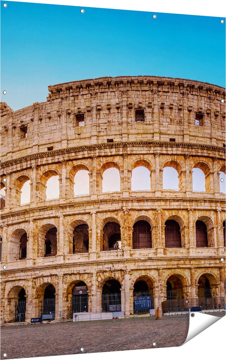 Gards Tuinposter Colosseum in Rome met de Blauwe Lucht - 120x160 cm - Tuindoek - Tuindecoratie - Wanddecoratie buiten - Tuinschilderij Multikleur