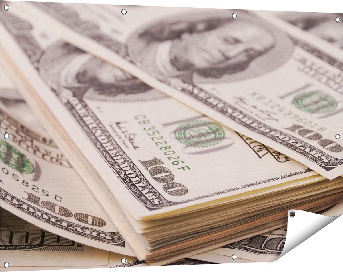 Gards Tuinposter Dollar Geld Briefjes - 120x80 cm - Tuindoek - Tuindecoratie - Wanddecoratie buiten - Tuinschilderij Multikleur