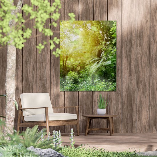 Gards Poster de jardin Jungle tropicale avec soleil - 80x100 cm - Toile de jardin - Décoration de jardin - Décoration murale extérieure - Tableau de jardin