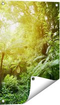 Gards Tuinposter Tropische Jungle met Zonneschijn - 40x60 cm - Tuindoek - Tuindecoratie - Wanddecoratie buiten - Tuinschilderij