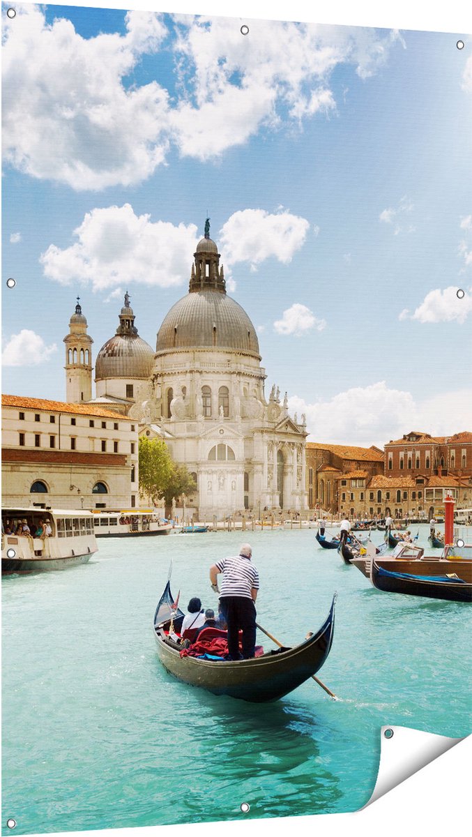 Gards Tuinposter Basiliek San Marco in Veneti� op het Water - 100x150 cm - Tuindoek - Tuindecoratie - Wanddecoratie buiten - Tuinschilderij Multikleur