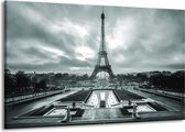 Schilderij Op Canvas - Groot -  Parijs, Eiffeltoren - Grijs, Groen - 140x90cm 1Luik - GroepArt 6000+ Schilderijen Woonkamer - Schilderijhaakjes Gratis