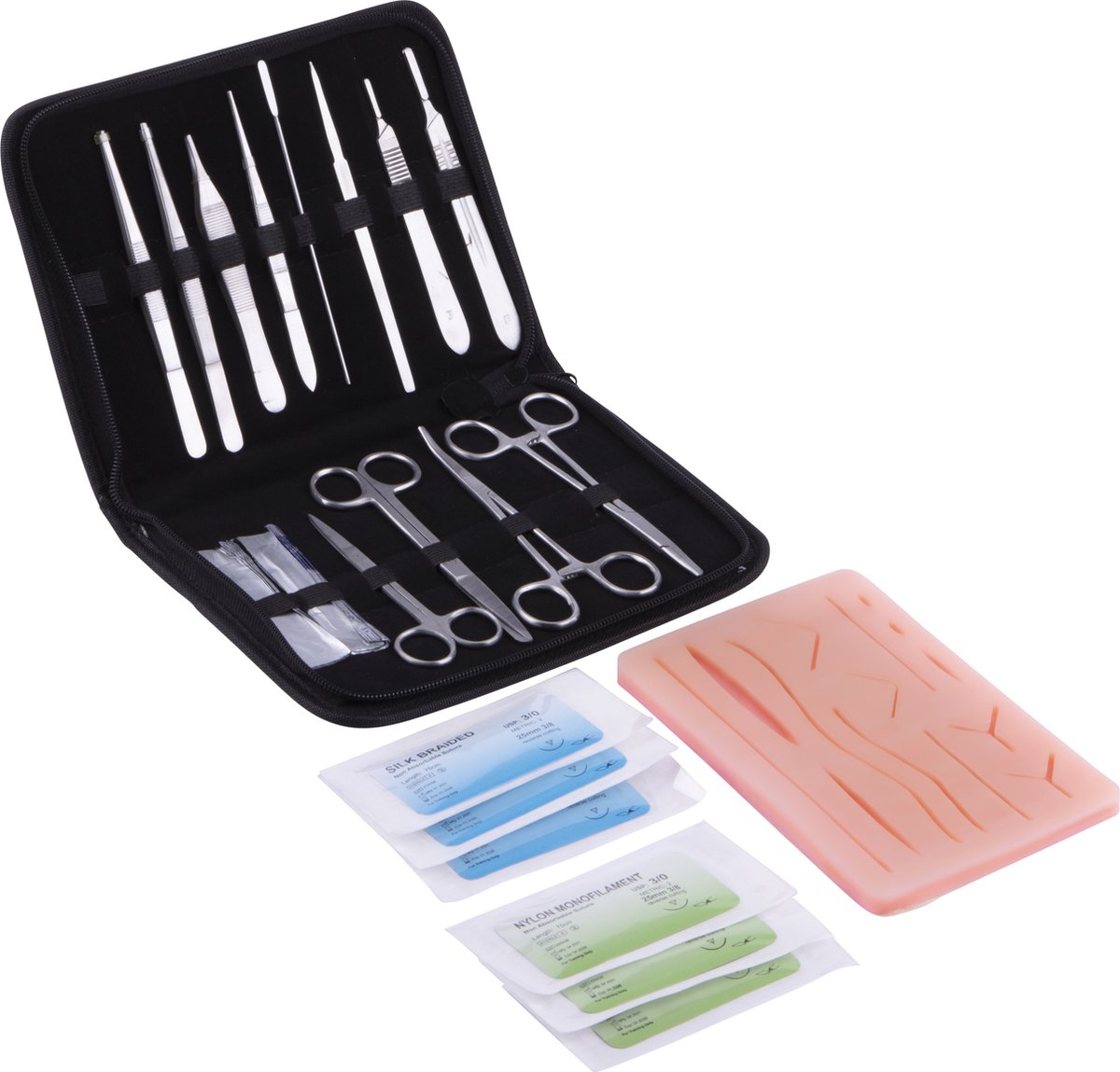 Goedkoopste Hechtset geneeskunde - leren hechten - oefenen hechten - suture - naaldvoerder - chirurgisch hechten - dissectie - Mast Medical