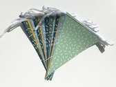 Hippe slinger - hagels stoer - verjaardag - lengte 5 meter - blauw, groen, geel en mintgroen - duurzame slinger van stevig papier