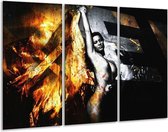GroepArt - Schilderij -  Lichaam - Goud, Zwart, Grijs - 120x80cm 3Luik - 6000+ Schilderijen 0p Canvas Art Collectie