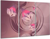 GroepArt - Schilderij -  Modern - Paars, Roze - 120x80cm 3Luik - 6000+ Schilderijen 0p Canvas Art Collectie