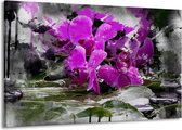 Peinture sur toile Orchidée | Violet, gris, blanc | 140x90cm 1 Liège