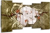 Peinture sur toile Orchidée | Or, blanc, marron | 150x80cm 5Liège