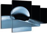 GroepArt - Schilderij -  Macro - Blauw - 160x90cm 4Luik - Schilderij Op Canvas - Foto Op Canvas