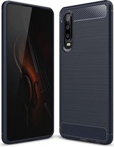 Huawei P30 Geborsteld TPU Hoesje Blauw