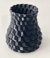 Luxe Vaas Honingraat Vaas zwart, 3d geprint D20 H22cm – binnen – buiten – luxe – accessoires – tuin – decoratie – bloemen – voor binnen – keramiek