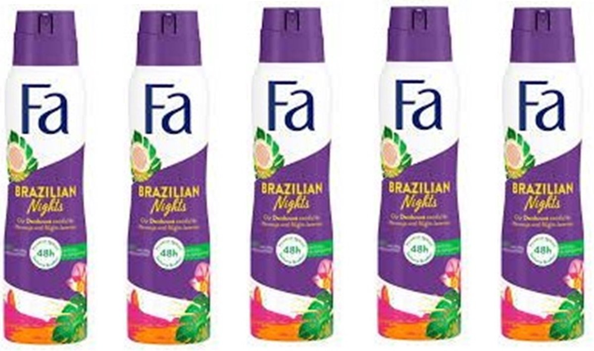 Fa Deospray 150ml Brazilian Nights - Deodorant - 5x 150 ml - Voordeelverpakking - Fa