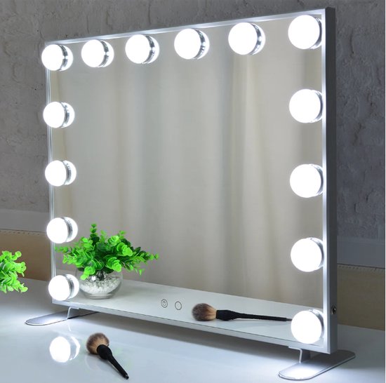 Make up spiegel met verlichting | Videri zilver | LED verlichting |  Hollywood spiegel... | bol.com