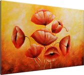 Schilderij - Klaproos - Oranje, Rood - 120x70cm 1Luik - GroepArt - Handgeschilderd Schilderij - Canvas Schilderij - Wanddecoratie - Woonkamer - Slaapkamer - Geschilderd Door Onze Kunstenaars 2000+Collectie Maatwerk Mogelijk