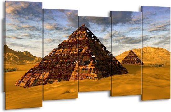 Canvas schilderij Piramide | Geel, Zwart, Blauw | | F000529