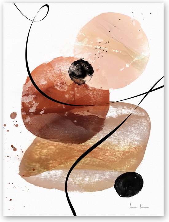 Poster / Papier - Reproduktie / Kunstwerk / Kunst / Abstract / - Wit / zwart / bruin / creme - 40 x 60 cm