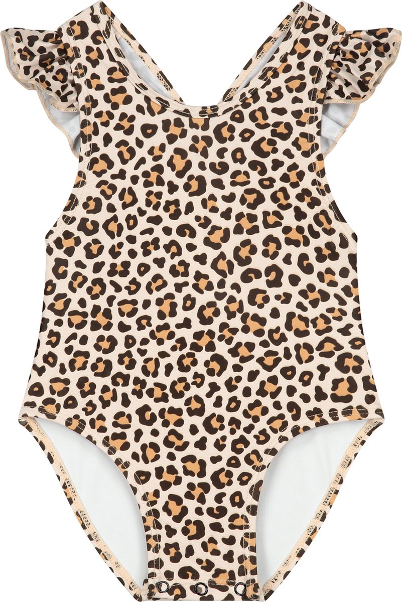 Supercute baby badpak luipaardprint bruin met drukknopen maat 74/80