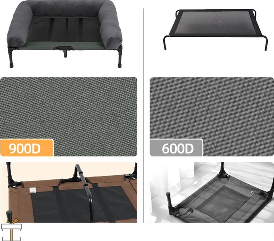 Lit pour chien de Luxe sur pieds - Canapé pour chien XXL - Panier pour animaux - Canapé d'assise 130x90cm - Lit pour chien orthopédique - Chaise longue