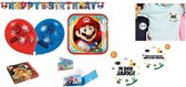 Super Mario - Verjaardag - Feestpakket - Feestartikelen - Versiering - Slingers - Bordjes - Uitnodigingen met envelop - Ballonnen - Servetten.