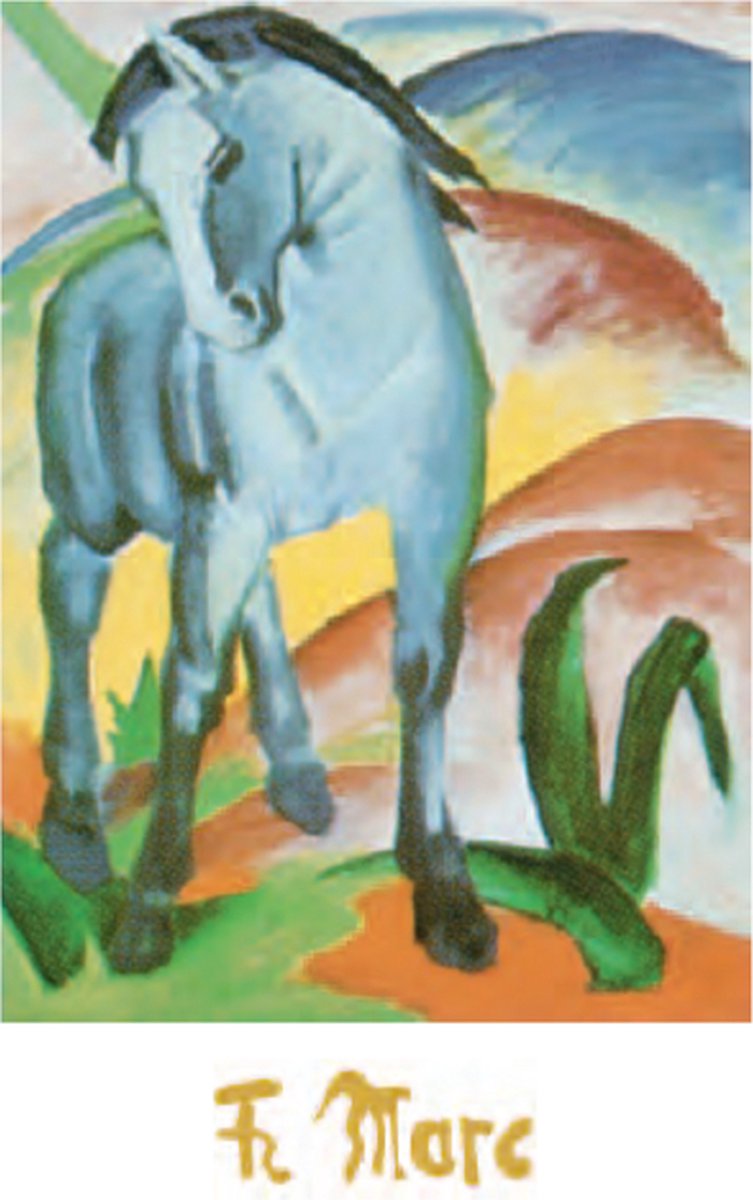 Catch Projecten Mini kunstposter - Franz Marc - Blauw paard I - 24x30 cm Multicolor