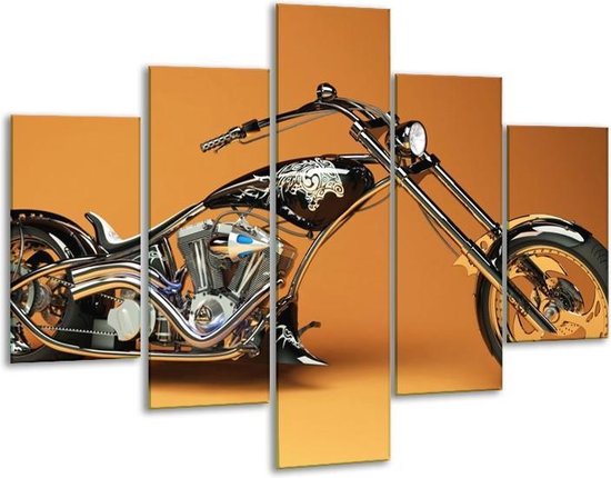 Glasschilderij Motor | Oranje, Bruin, Zwart | | Foto print op Glas |  F000706
