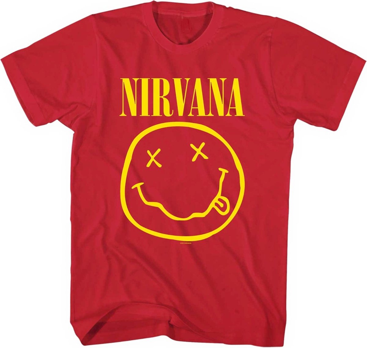 Nirvana - Yellow Happy Face Heren T-shirt - XS - Rood